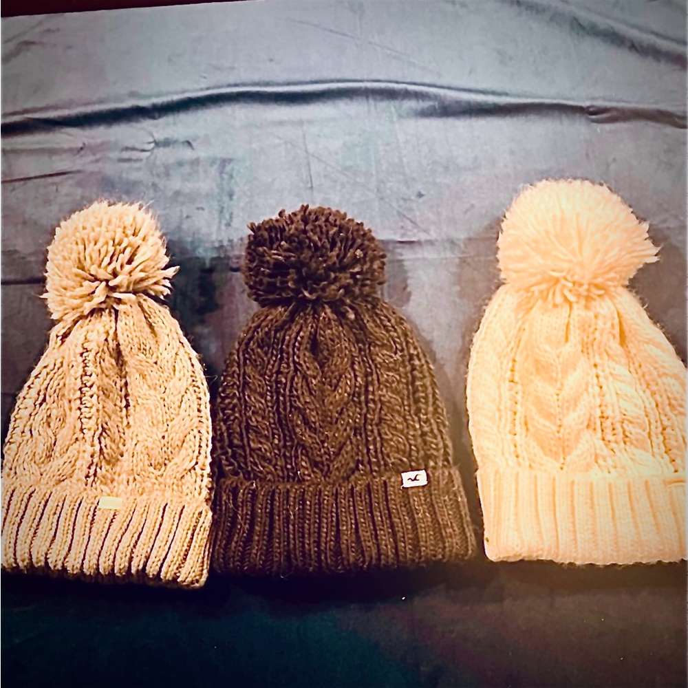 Bundle of 3: Women’s Hollister Pom Beanies